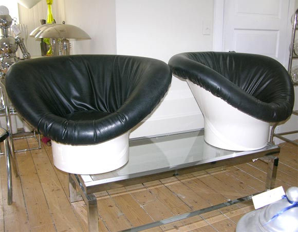 Pair of Vinyl Tub Chairs