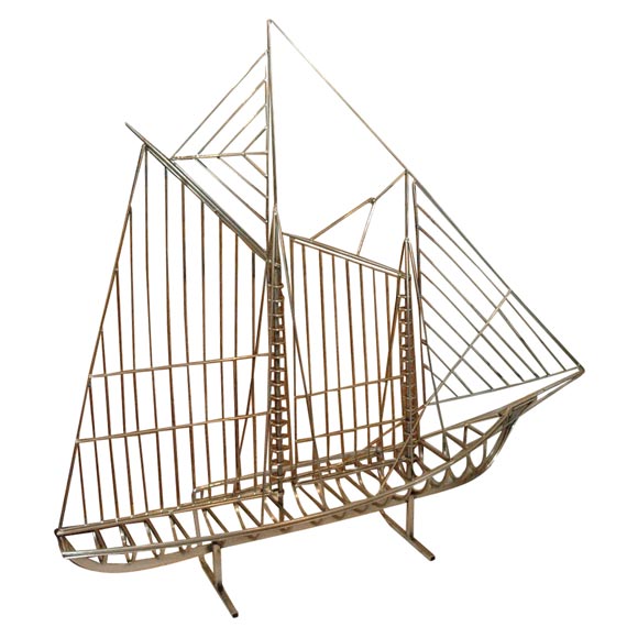 Curtis Jere chrome boat signed C Jere 1976