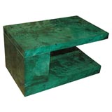 Aldo Tura goat skin parchment side table