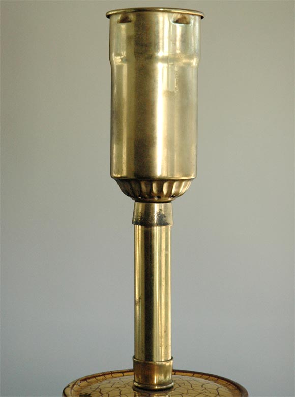 italien Zaccagnini - Lampe de bureau en céramique craquelée dorée des années 1930 en vente