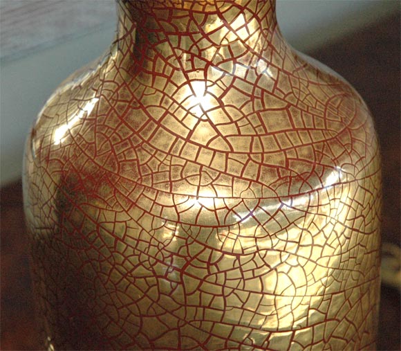 Céramique Zaccagnini - Lampe de bureau en céramique craquelée dorée des années 1930 en vente