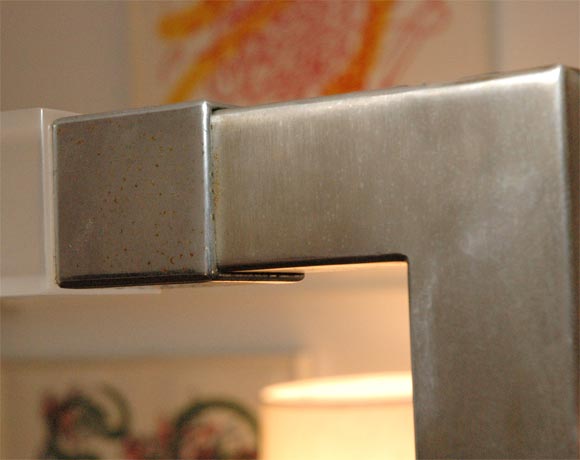 Late 20th Century Charles Hollis Jones 4 poster canopy bed lucite & chrome, queen