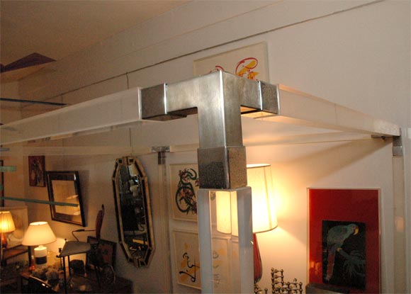 Chrome Charles Hollis Jones 4 poster canopy bed lucite & chrome, queen