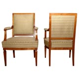 Art Deco cherry pair of armchairs, attributed to Andre Arbus