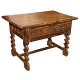 Spanish walnut table with original polychrome