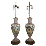 Antique Pr Hand Painted Table Lamps