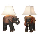 Asian Wooden Elephant Lamps