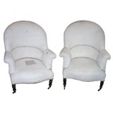 Pair of French Napoleon High Back Lumbar Chairs