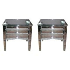 Pair of Custom Mirrored Commodes 5