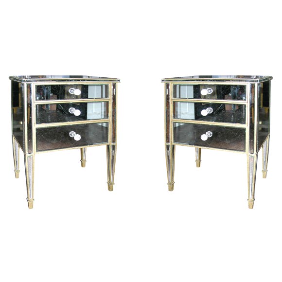 Custom Three-Drawer Mirrored Commodes