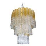 1970's Amber and Clear Glass Light Fixture