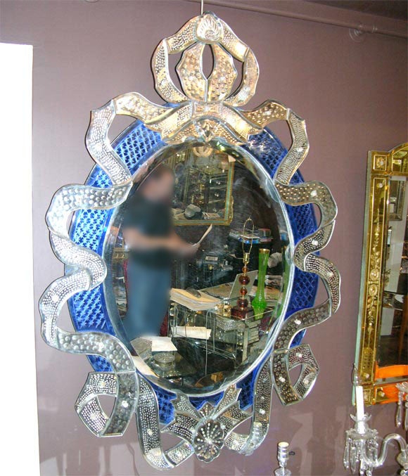 Cobalt Blue Venetian Ribbon Mirror