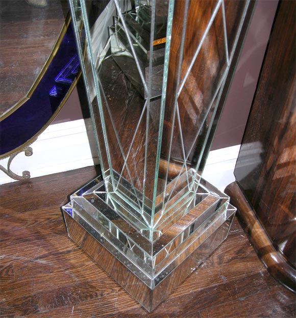Pair of Custom Mirrored Columns/pedestals In Excellent Condition In New York, NY
