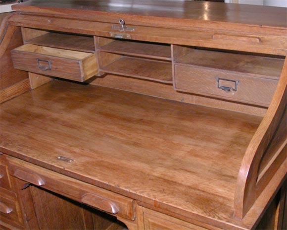 French Oak Roll Top Desk