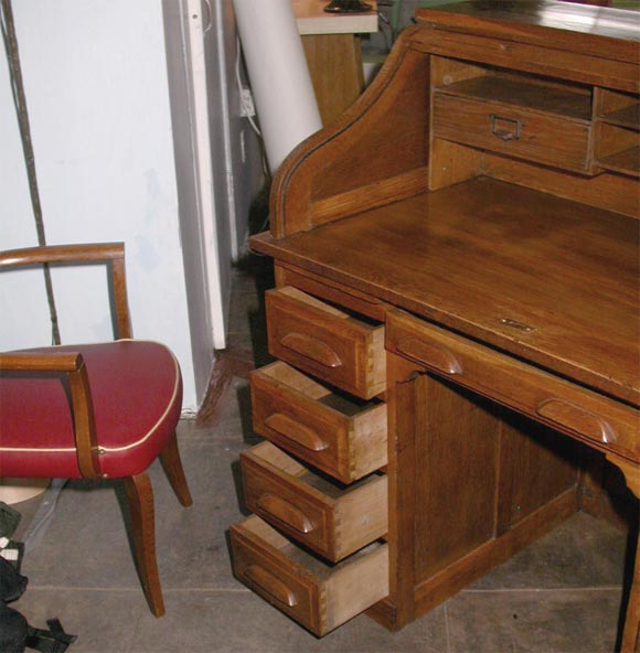 Mid-20th Century Oak Roll Top Desk