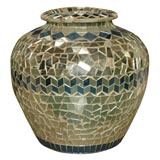 Vintage Big Mirrored Mosaic Terra Cotta Pot