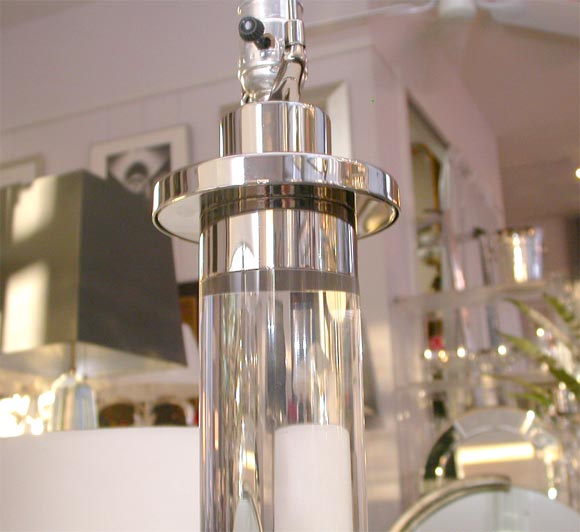 A Pair of Lucite Column Lamps at 1stdibs