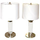 A Pair of Lucite Column Lamps