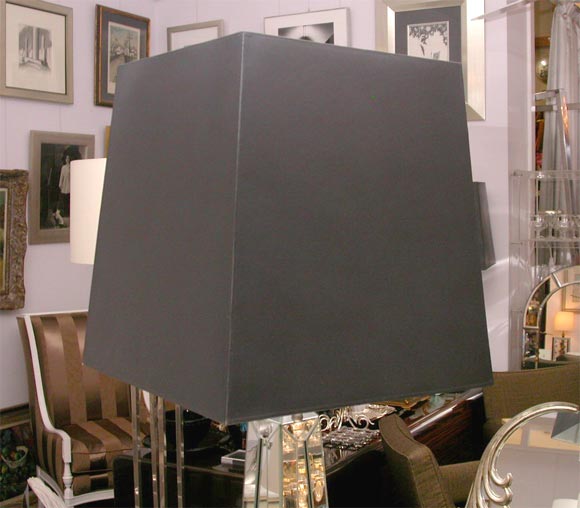 A Monumental Pair of Mirrored Obelisk Table Lamps