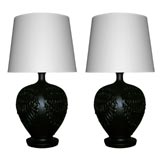 Pair of Cutout Ceramic Lamps
