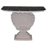 19th C.  Plaster Shell Console Table  with grey marble top .