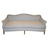 Hollywood Regency Style Sofa with Tapered Wooden Legs