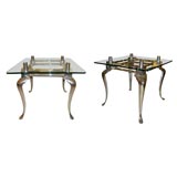 Pair of Nickel and Glass Side Tables