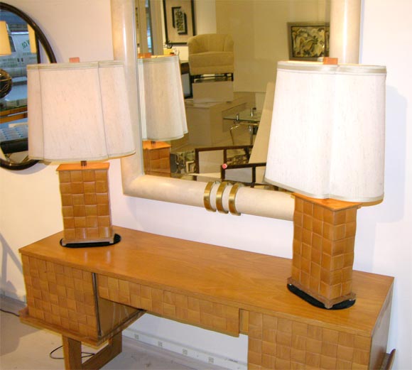 Pair of Oak Lamps by Paul Laszlo for Brown Saltman