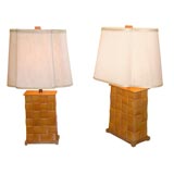 Pair of Oak Lamps by Paul Laszlo for Brown Saltman