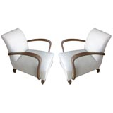 Pair of French Deco Open Arm Chairs