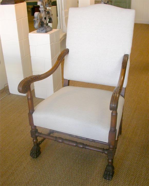 20th Century Pair of Louis XIII Style Arm Chairs