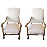 Pair of Louis XIII Style Arm Chairs