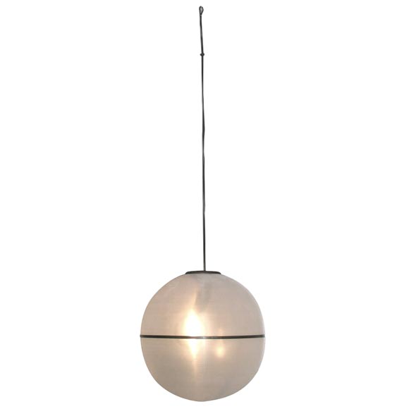 1960s Large Brushed Acrylic Globe Hanging Light