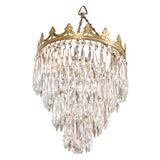 Crown design English brass crystal four tier chandelier
