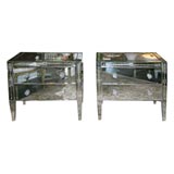 Pair of Venetian Mirrored Bedside Commodes