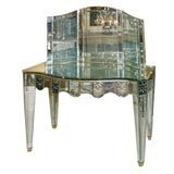 Vintage Venetian mirrored 2-Drawer Vanity with Trifold Mirror