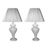 Pair of  Milk Glass Urn Form Lamps