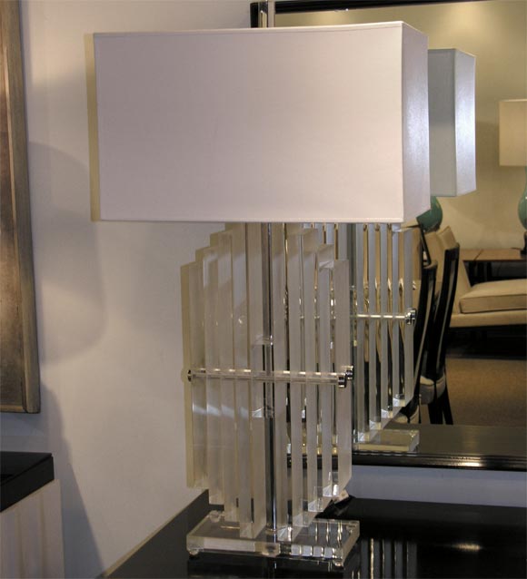 Pair of Skyscraper Table Lamps in Thick Acrylic