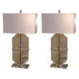 Pair of Skyscraper Table Lamps in Thick Acrylic