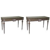 Pair of Italian Louis XVI Faux Marble Top Console Tables Pair of Italian Louis XVI Faux Marble Top Console Tables