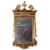 George II Walnut Gilded Scroll Top Mirror