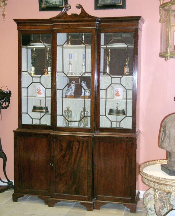 George III Scroll Top Mahogany Breakfront