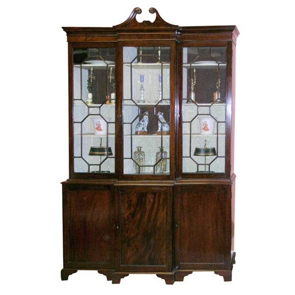 George III Scroll Top Mahogany Breakfront