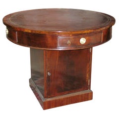 Antique Regency Mahogany Leather Top Rotating Rent Table