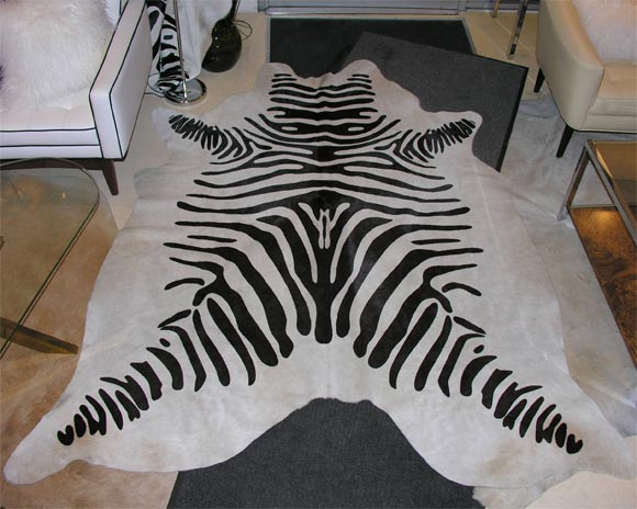 Faux zebra, printed cowhide.