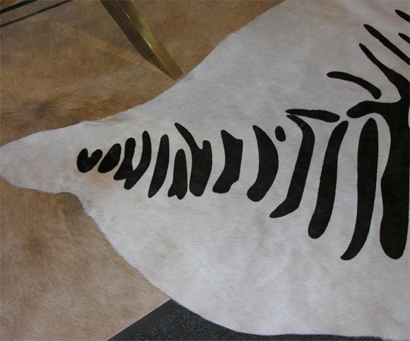 Printed Zebra Cowhide Rug In Excellent Condition In New York, NY