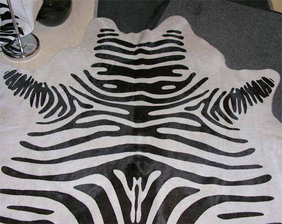 Contemporary Printed Zebra Cowhide Rug