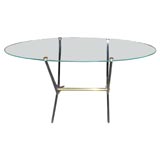 French Wrought Iron, Brass and Glass Coffee Table