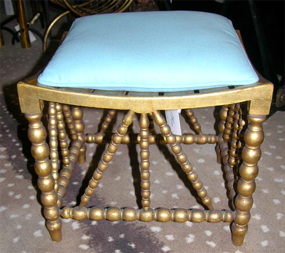 English Victorian Gilded Footstool