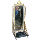 French Gilded Bronze Display Mirror French Gilded Bronze Display Mirror